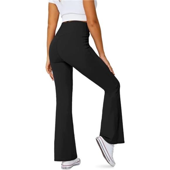 Women's Flare Leggings with Pockets - Picture 3 of 7